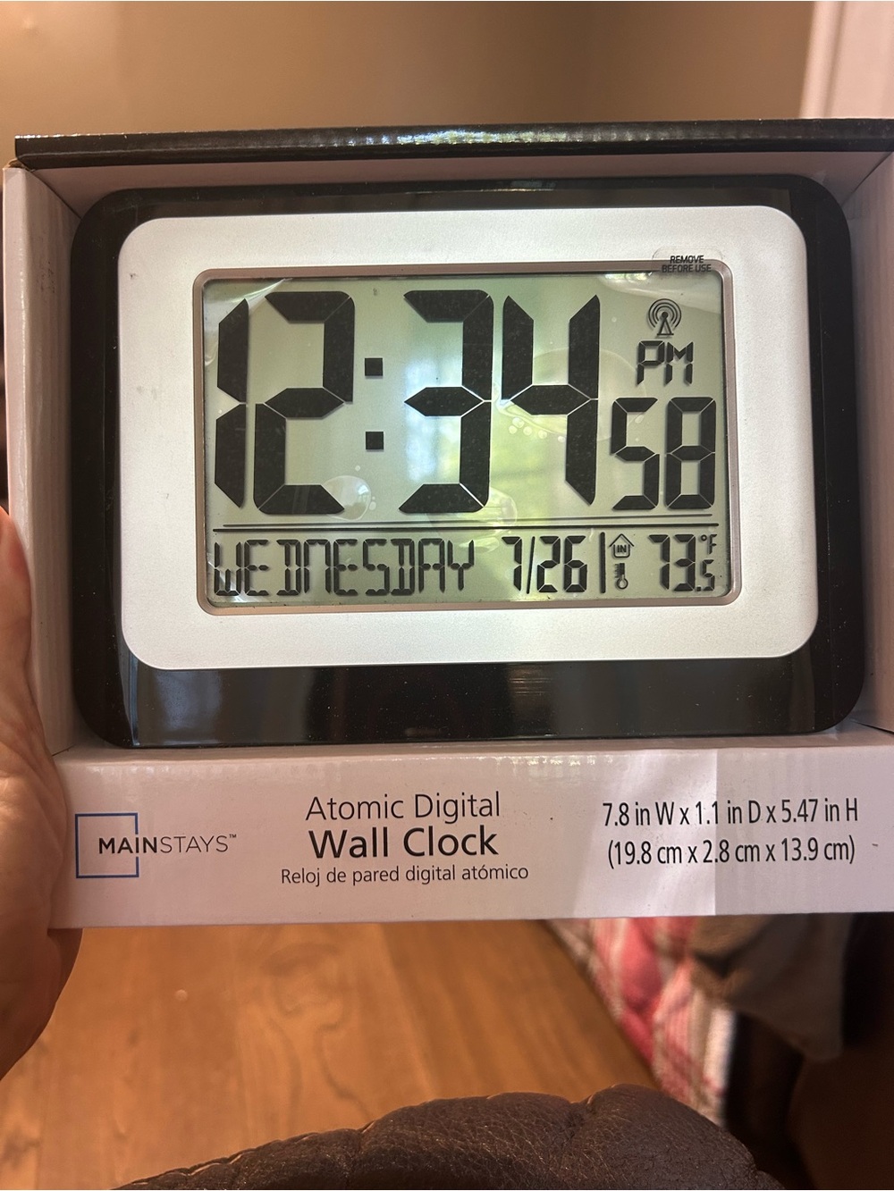 Mainstays Black and White Digital Atomic Wall Clock